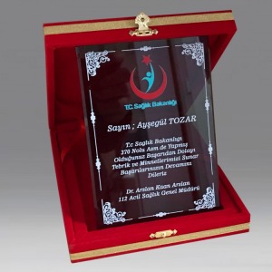 Kadife Kutulu Kristal Plaket
