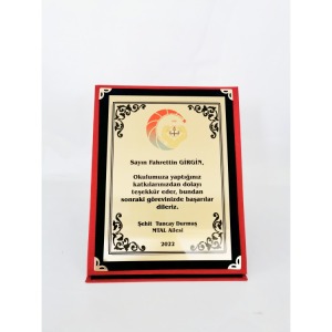 12x16 cm Şapkalı Model Kadife Plaket