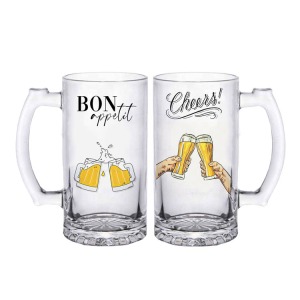 Kişiye Özel Baskılı Şeffaf Bira Bardağı